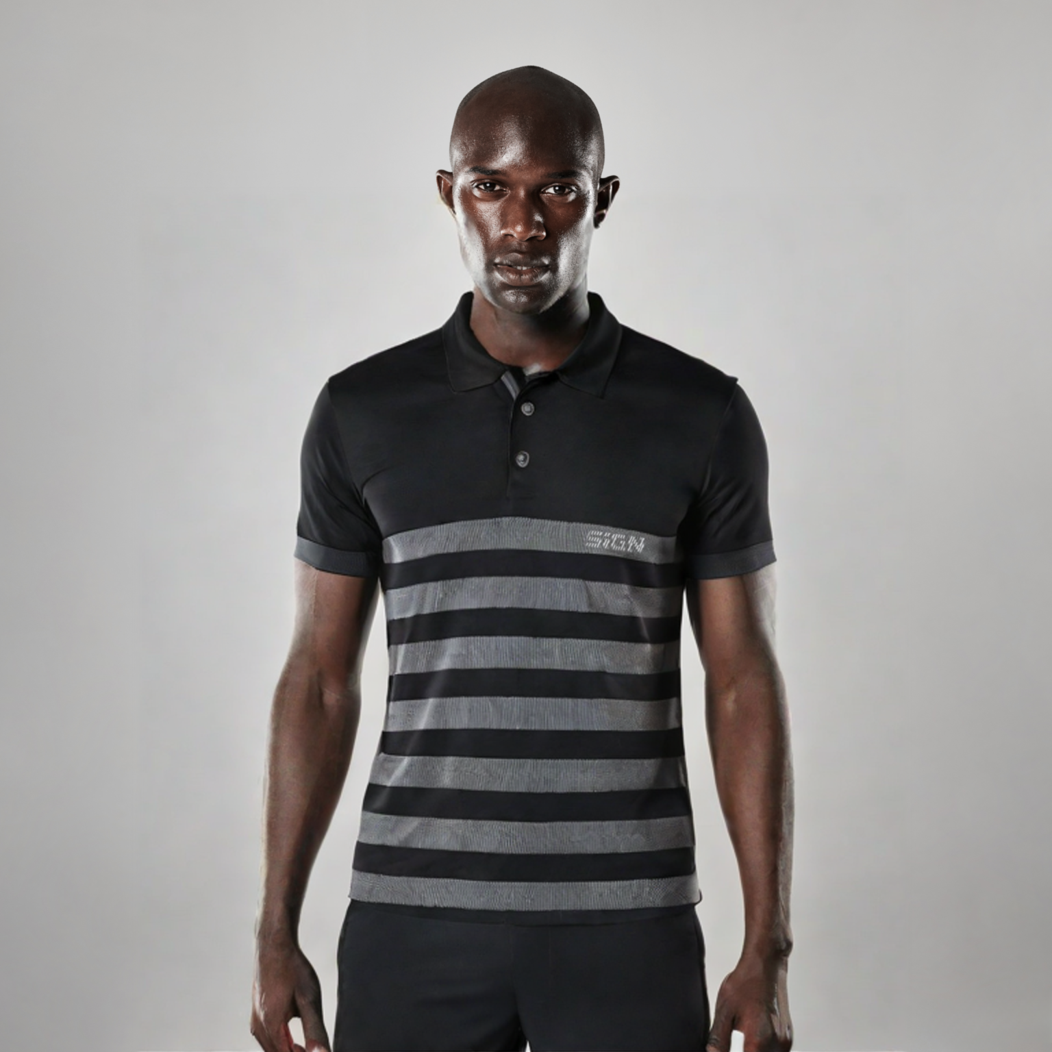 polo shirt black try on